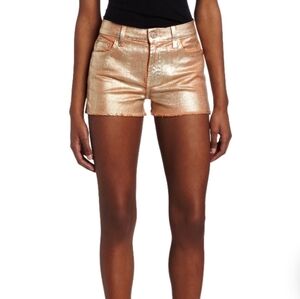 Foil Cut Off Shorts In Peach.